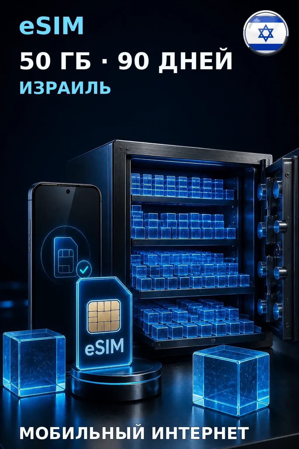 eSIM Израиль — 50 ГБ, 90 дней — интернет