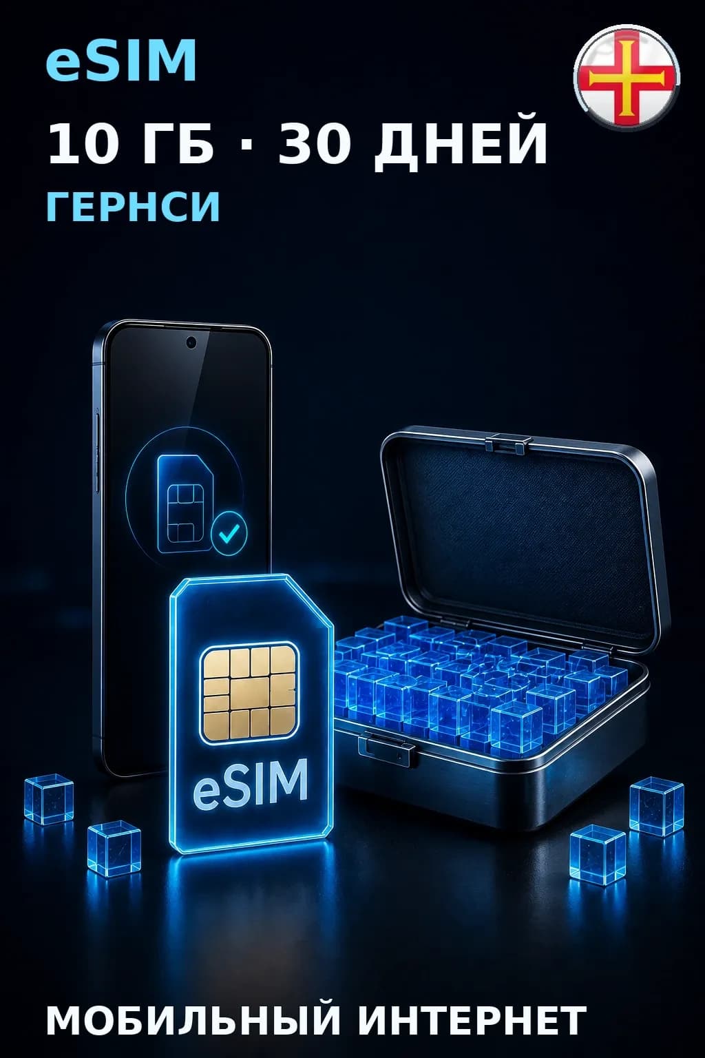 eSIM Гернси — 10 ГБ, 30 дней — интернет