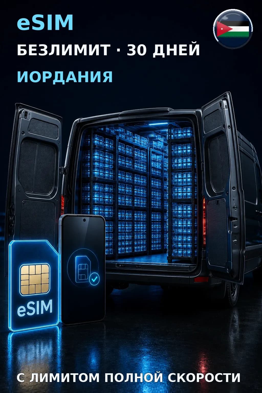 eSIM Иордания — БЕЗЛИМИТ, 30 дней — интернет