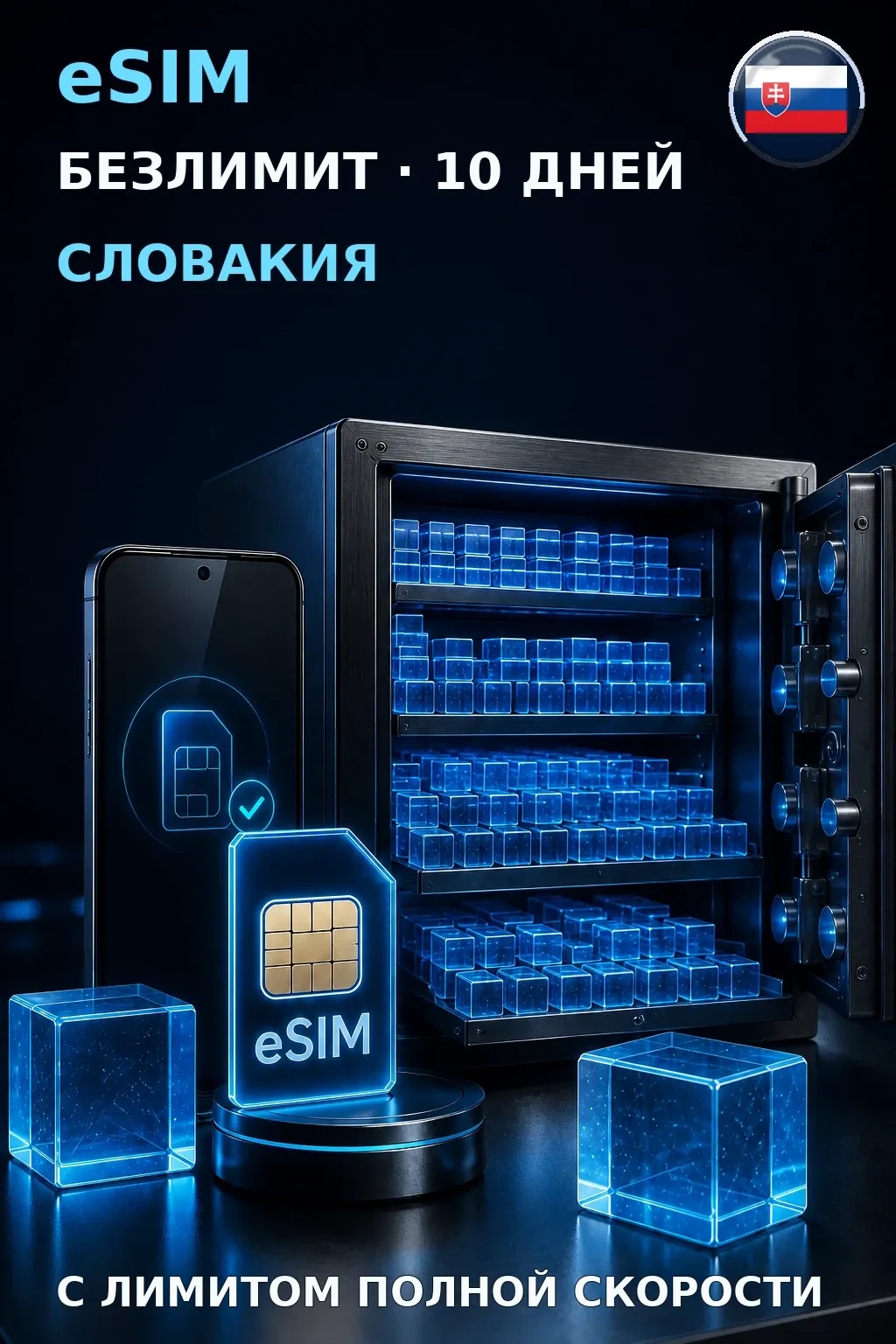 eSIM Словакия — БЕЗЛИМИТ, 10 дней — интернет