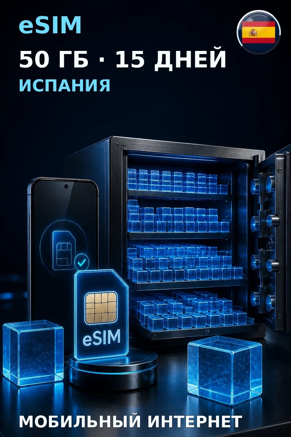 eSIM Испания — 50 ГБ, 15 дней — интернет