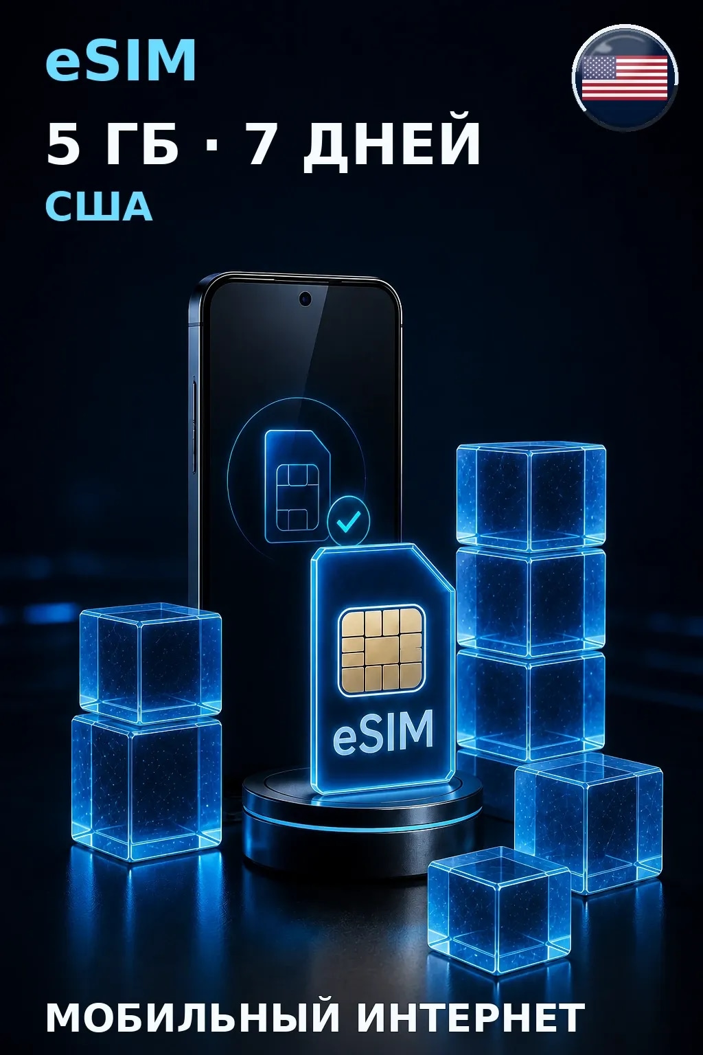 eSIM США — 5 ГБ, 7 дней — интернет