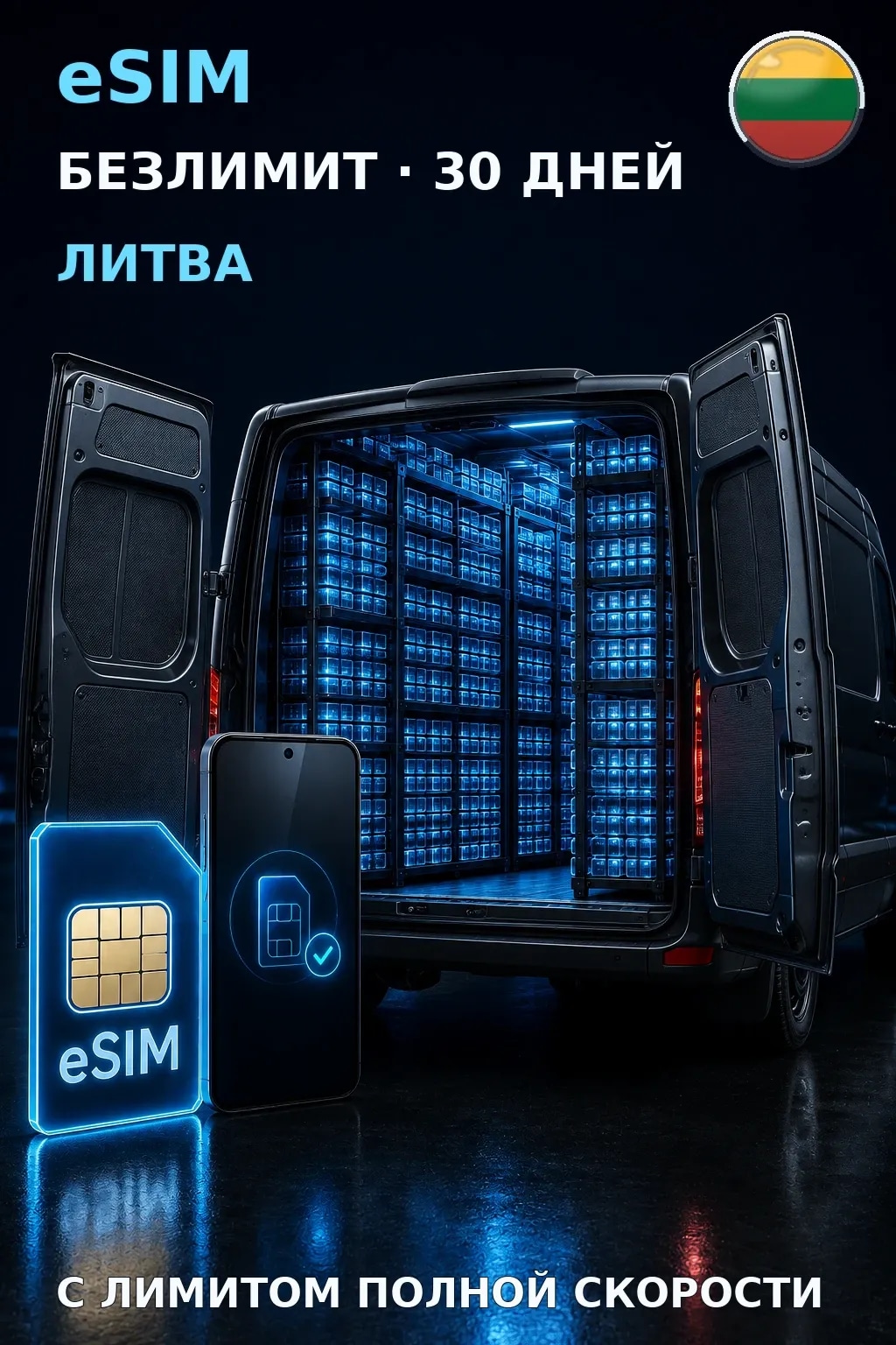 eSIM Литва — БЕЗЛИМИТ, 30 дней — интернет