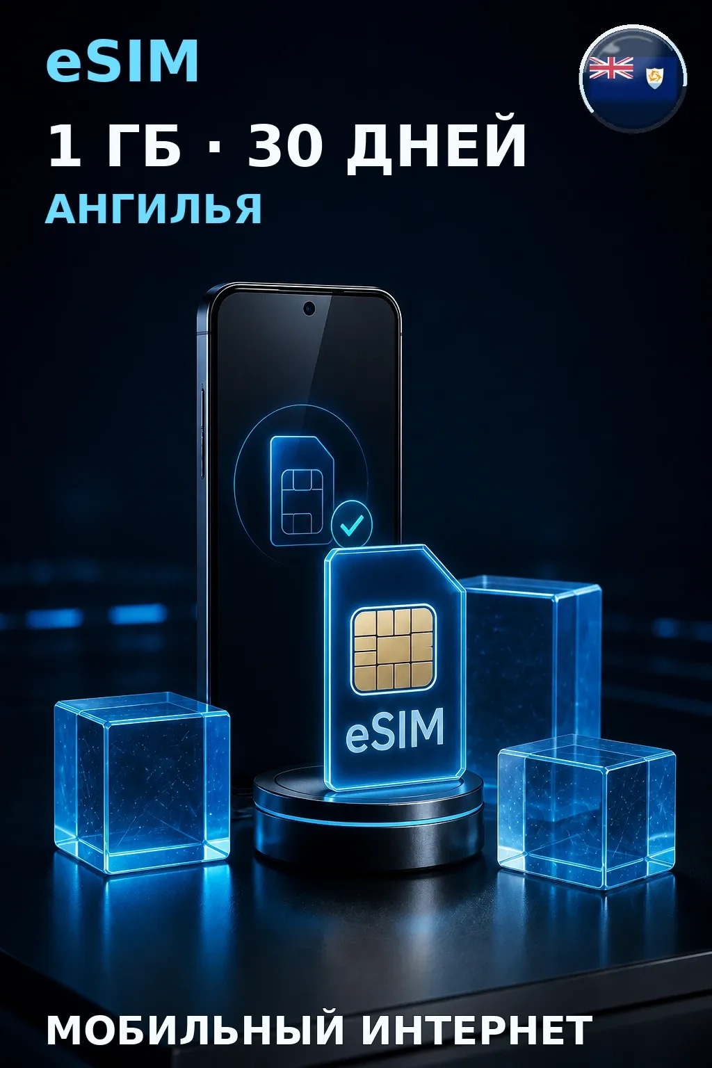 eSIM Ангилья — 1 ГБ, 30 дней — интернет