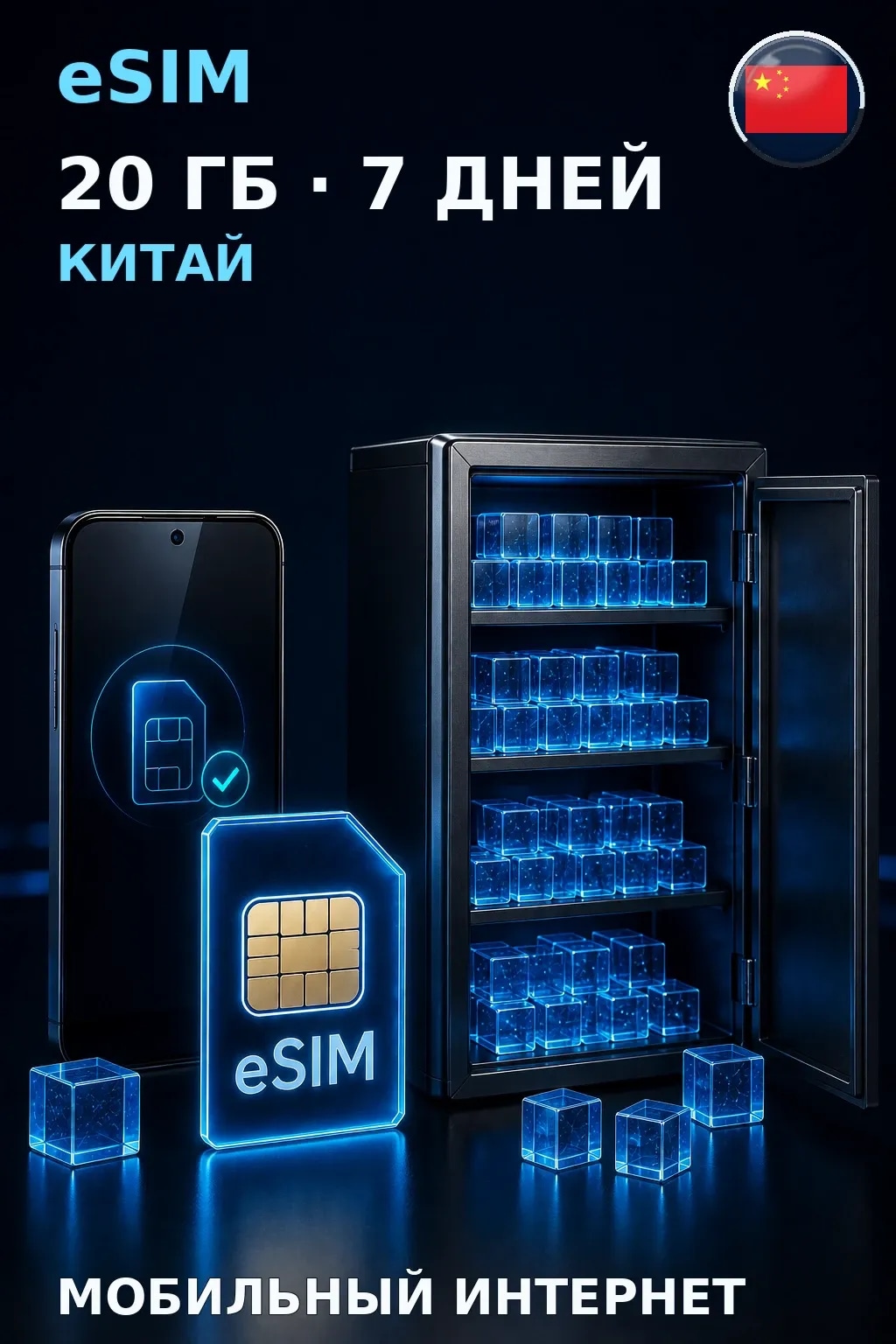 eSIM Китай — 20 ГБ, 7 дней — интернет
