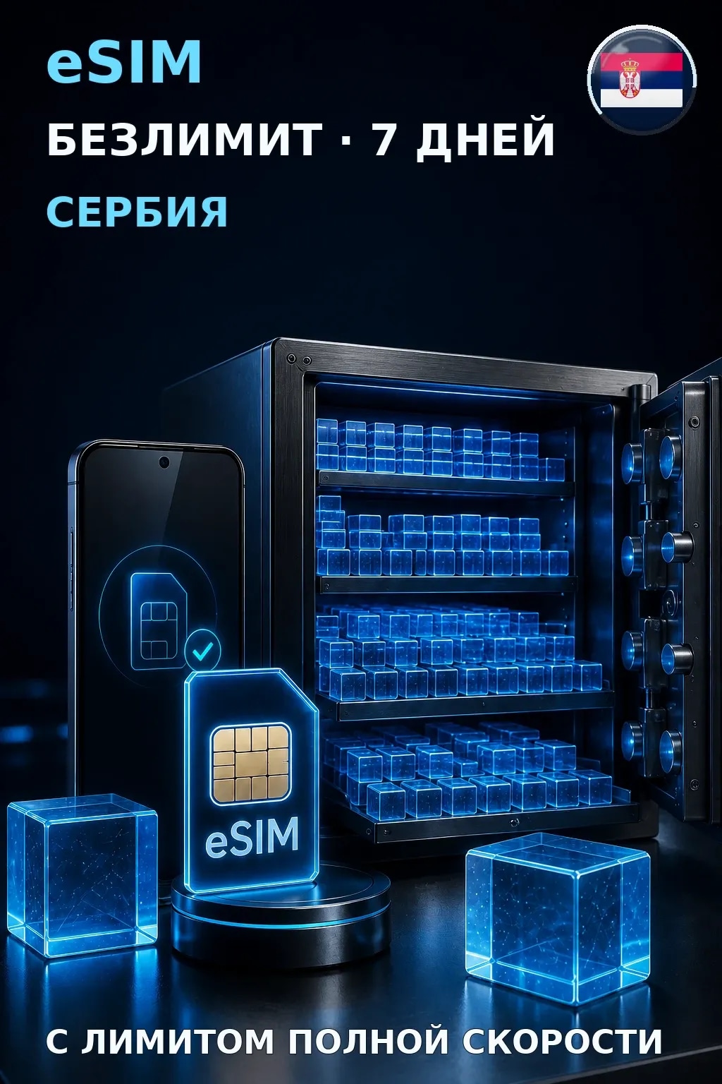 eSIM Сербия — БЕЗЛИМИТ, 7 дней — интернет