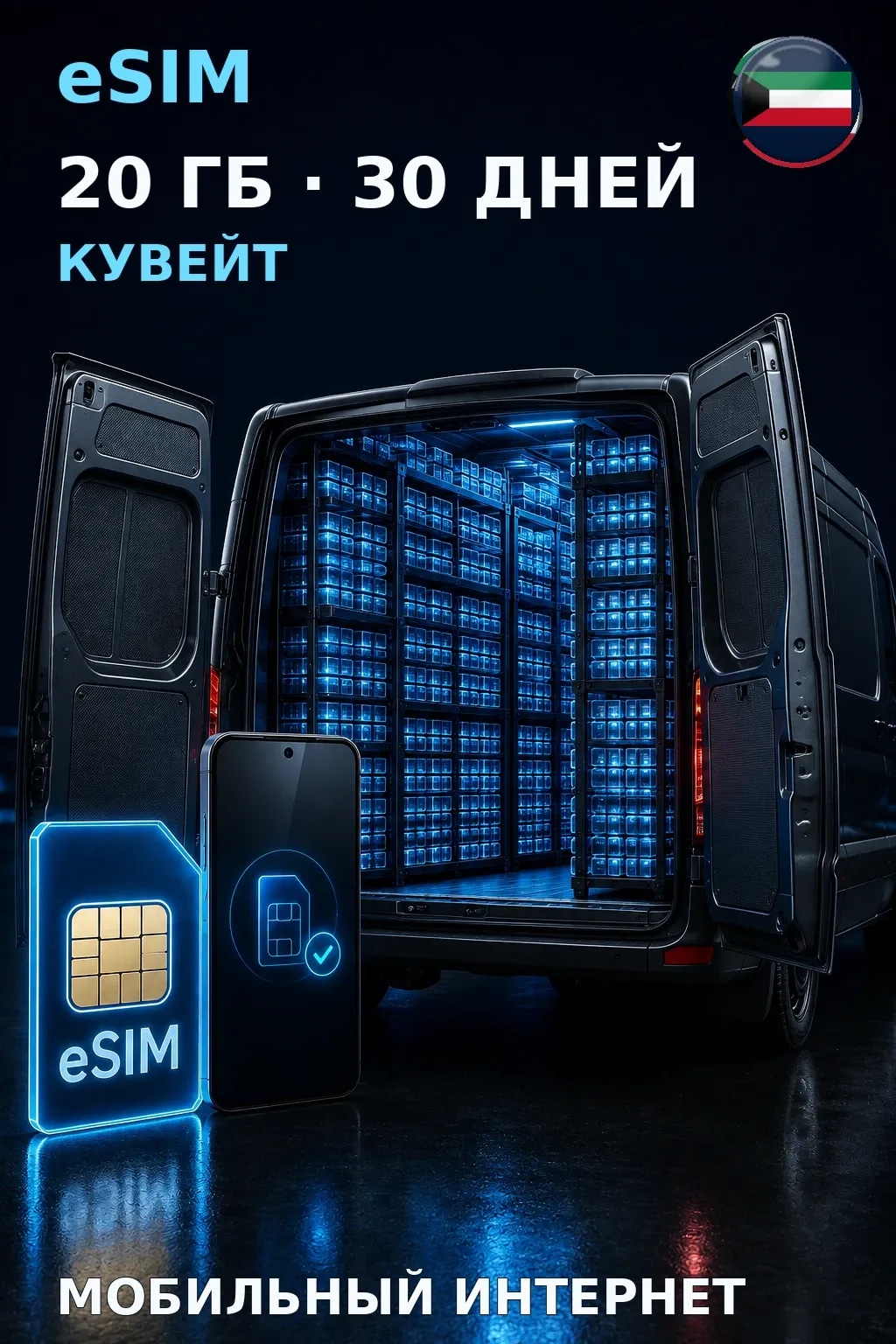 eSIM Кувейт — 20 ГБ, 30 дней, 5G — интернет