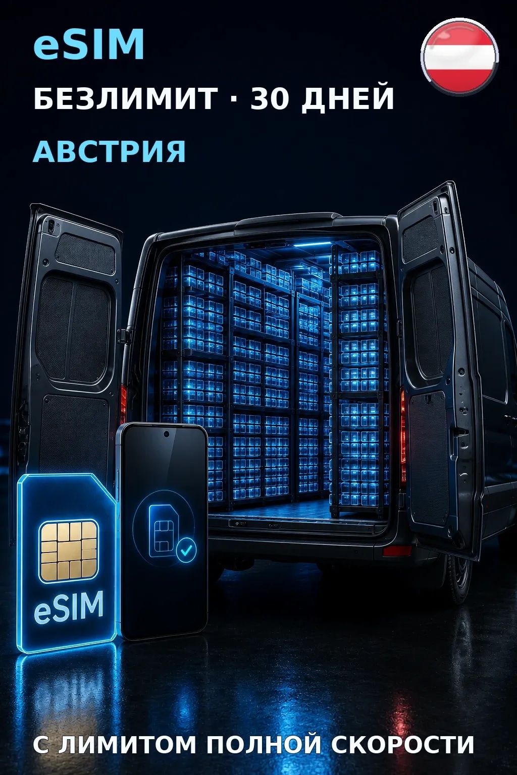 eSIM Австрия — БЕЗЛИМИТ, 30 дней — интернет