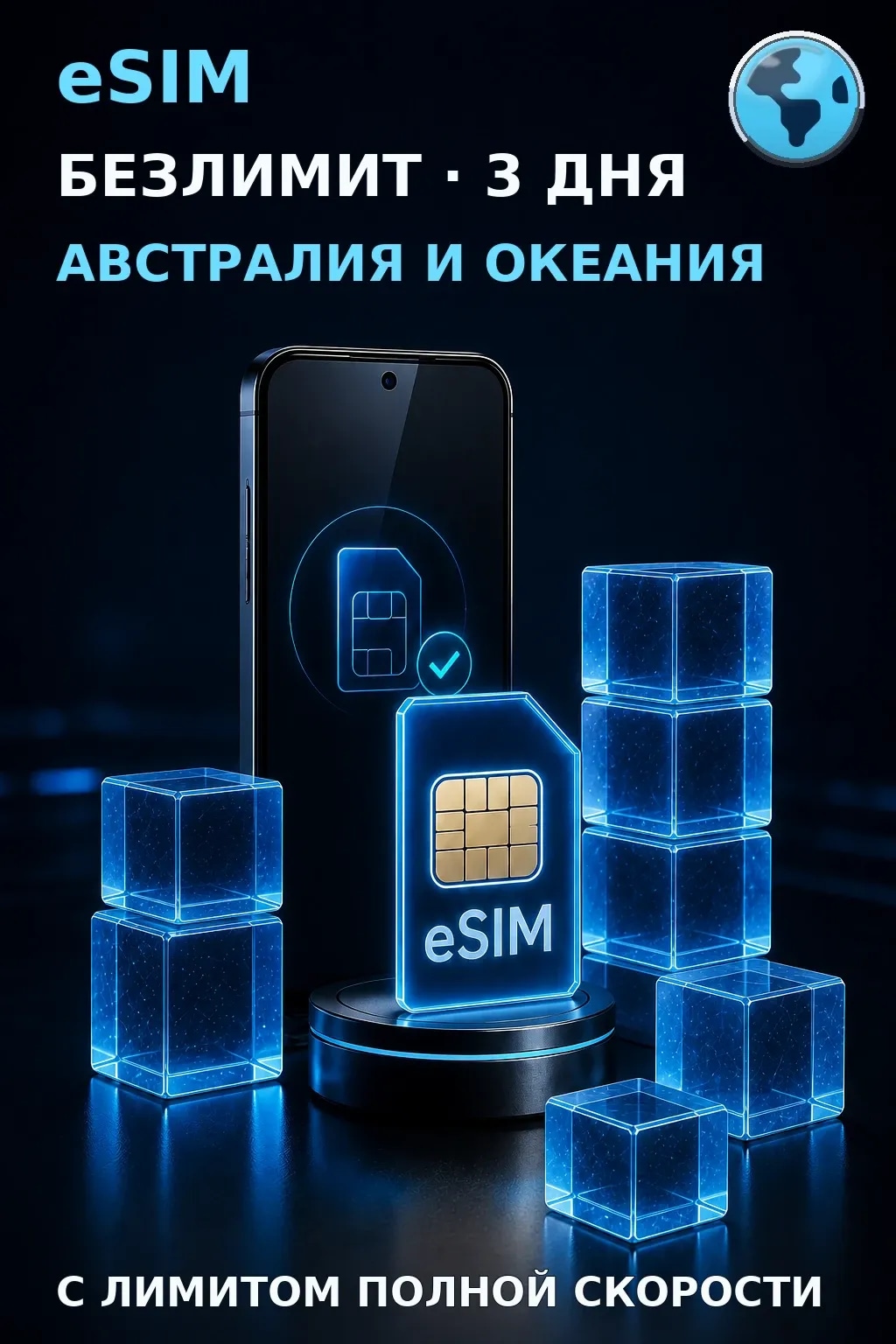 eSIM Австралия и Океания — БЕЗЛИМИТ, 3 дня — интернет
