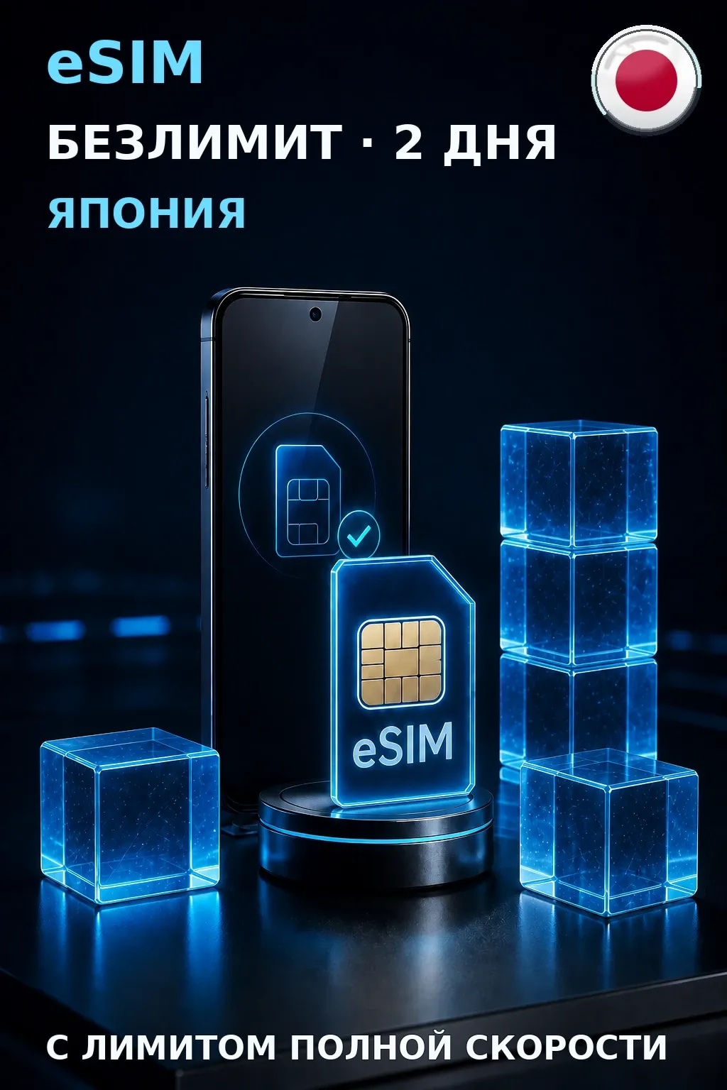 eSIM Япония — БЕЗЛИМИТ, 2 дня — интернет