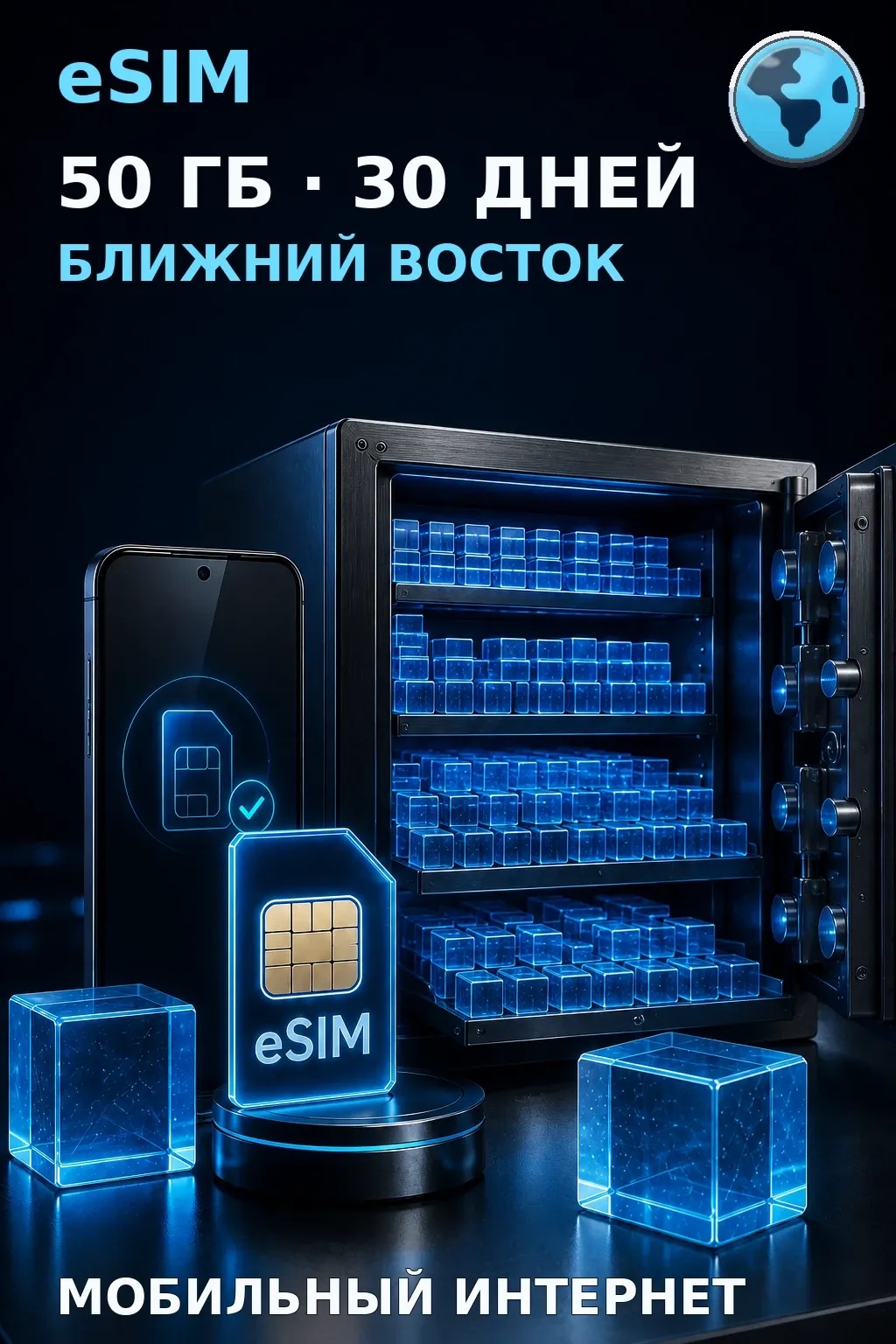 eSIM Ближний Восток — 50 ГБ, 30 дней — интернет