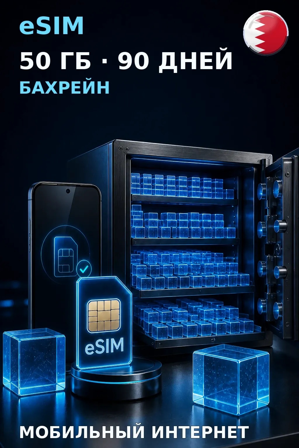 eSIM Бахрейн — 50 ГБ, 90 дней — интернет